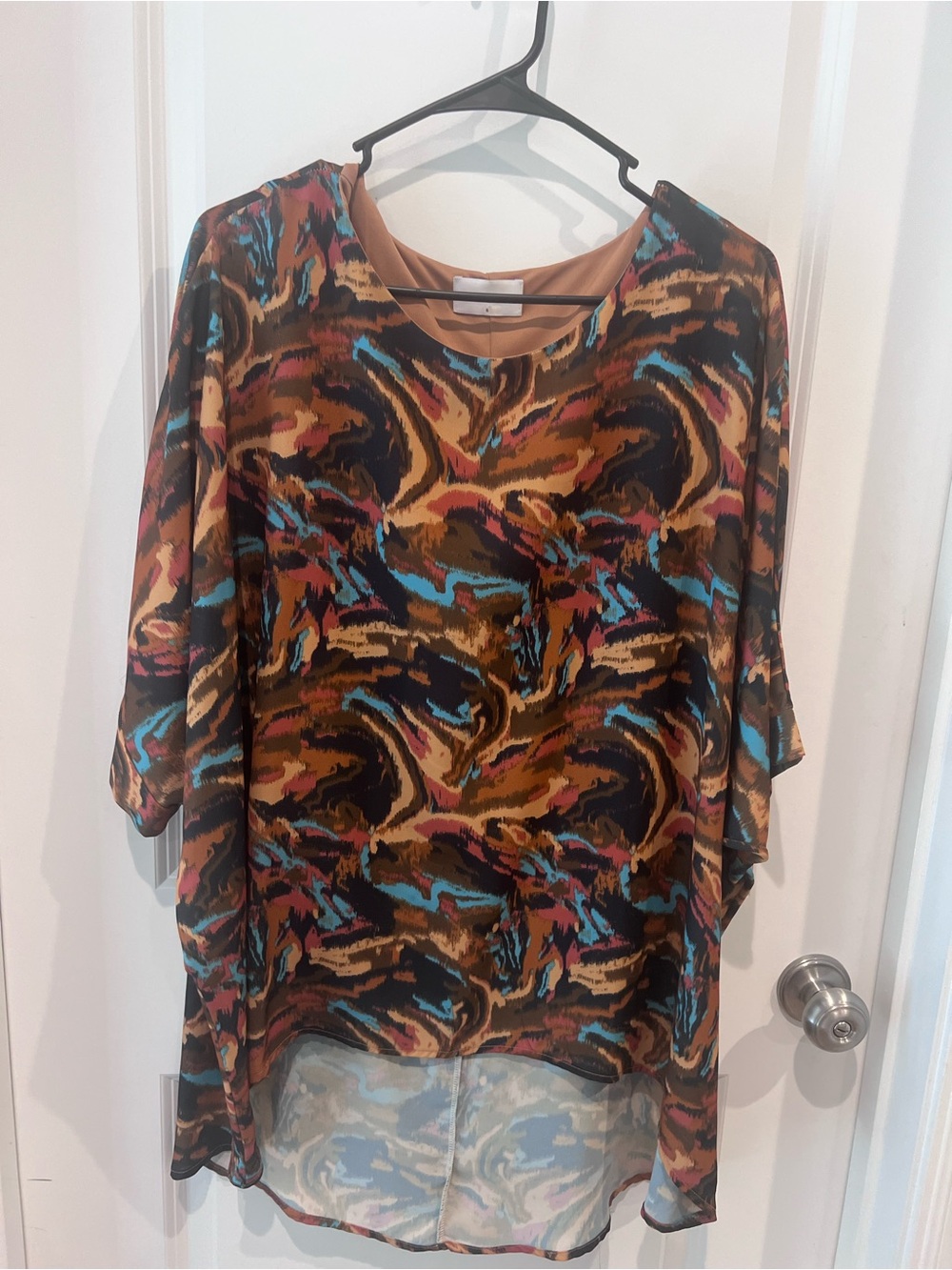 Adrienne Multicolor Abstract Print Top size small oversized